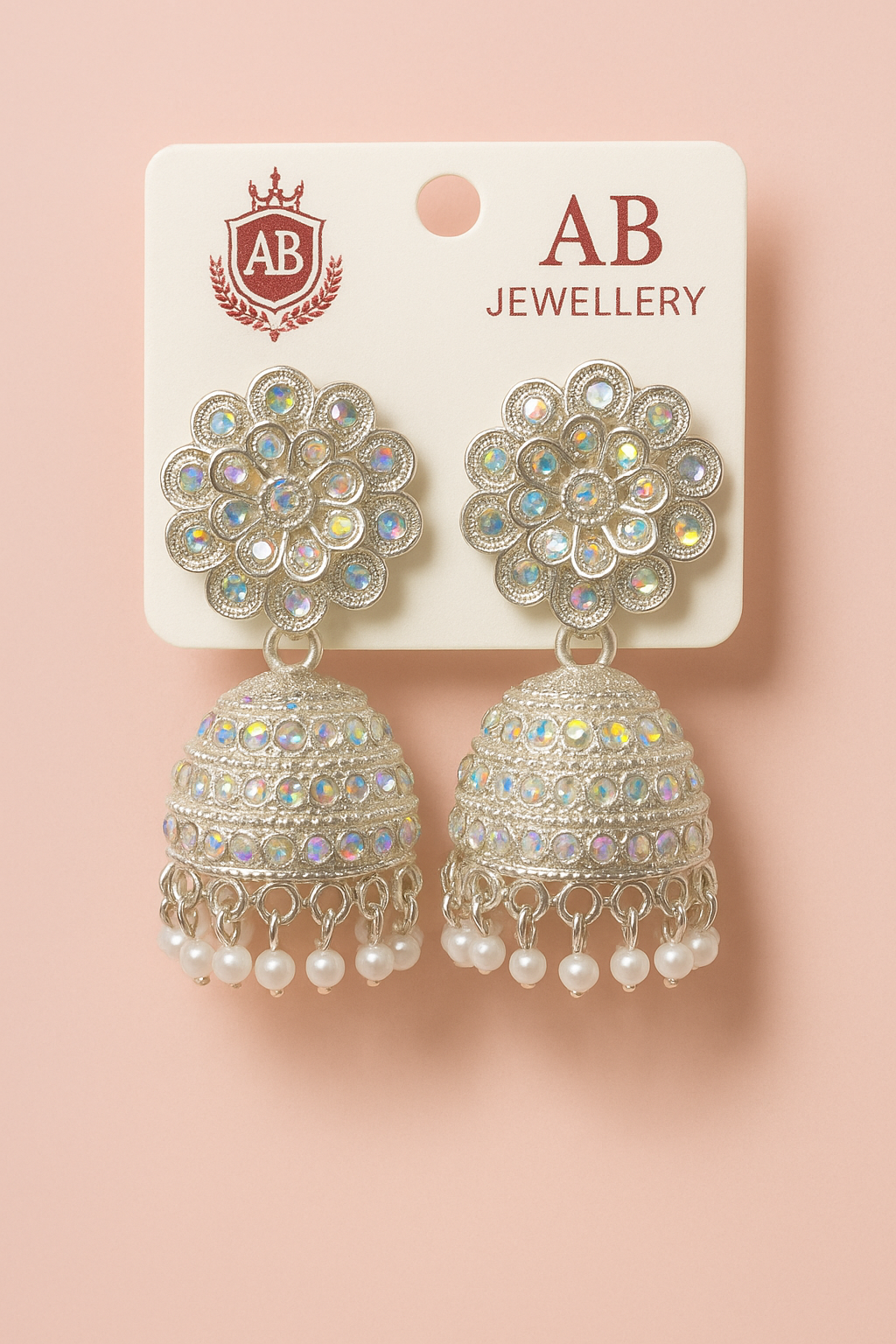 ✨ Silver Crystal Jhumka Earrings for Women | Designer Pearl Drop Earrings | Yovia Jewels Exclusive